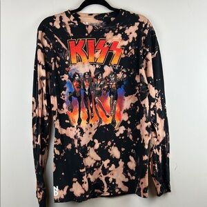 NEW KISS Long Sleeve Tie-Dye Acid Wash Shirt